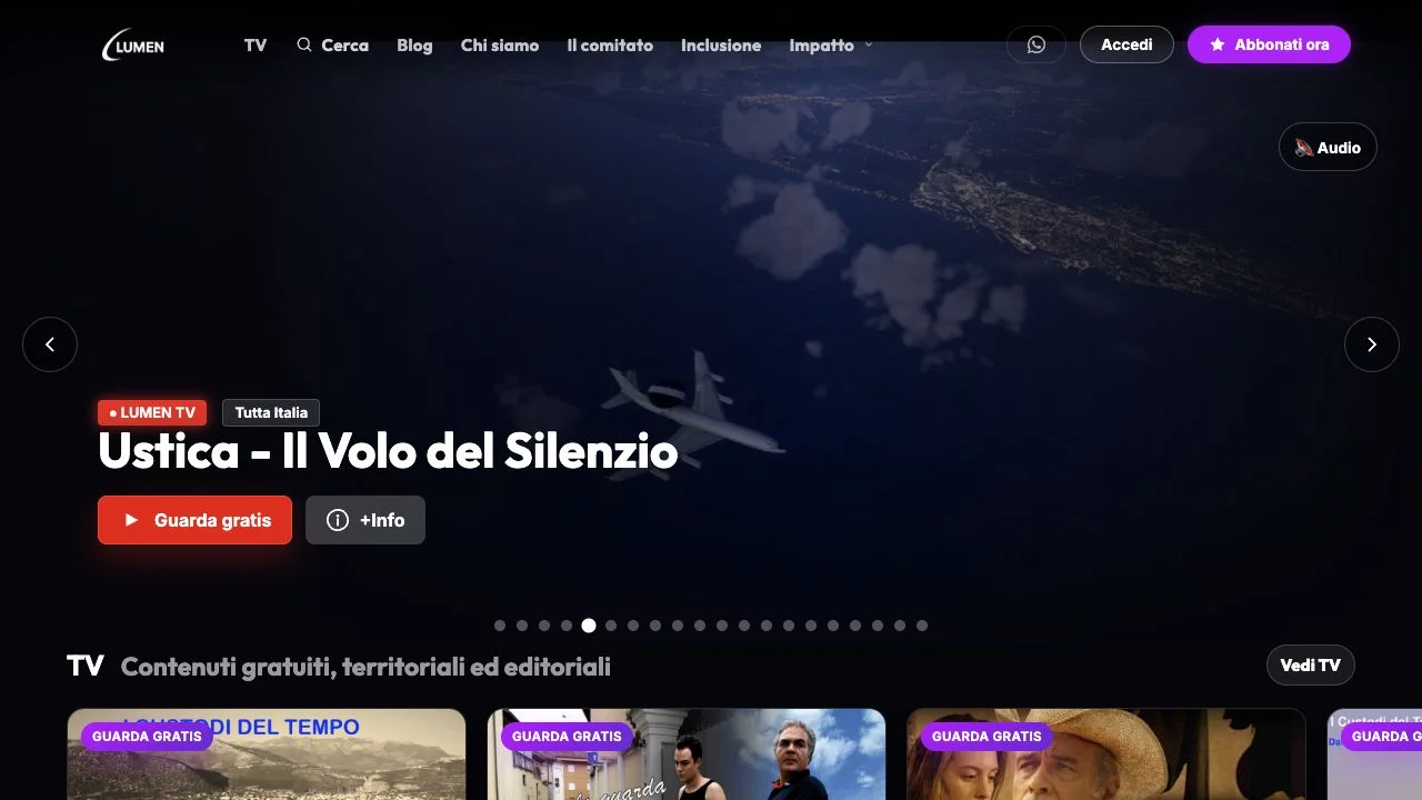 Presentazione LumenTV, piattaforma streaming e canale digitale per film, eventi, contenuti TV e progetti indipendenti